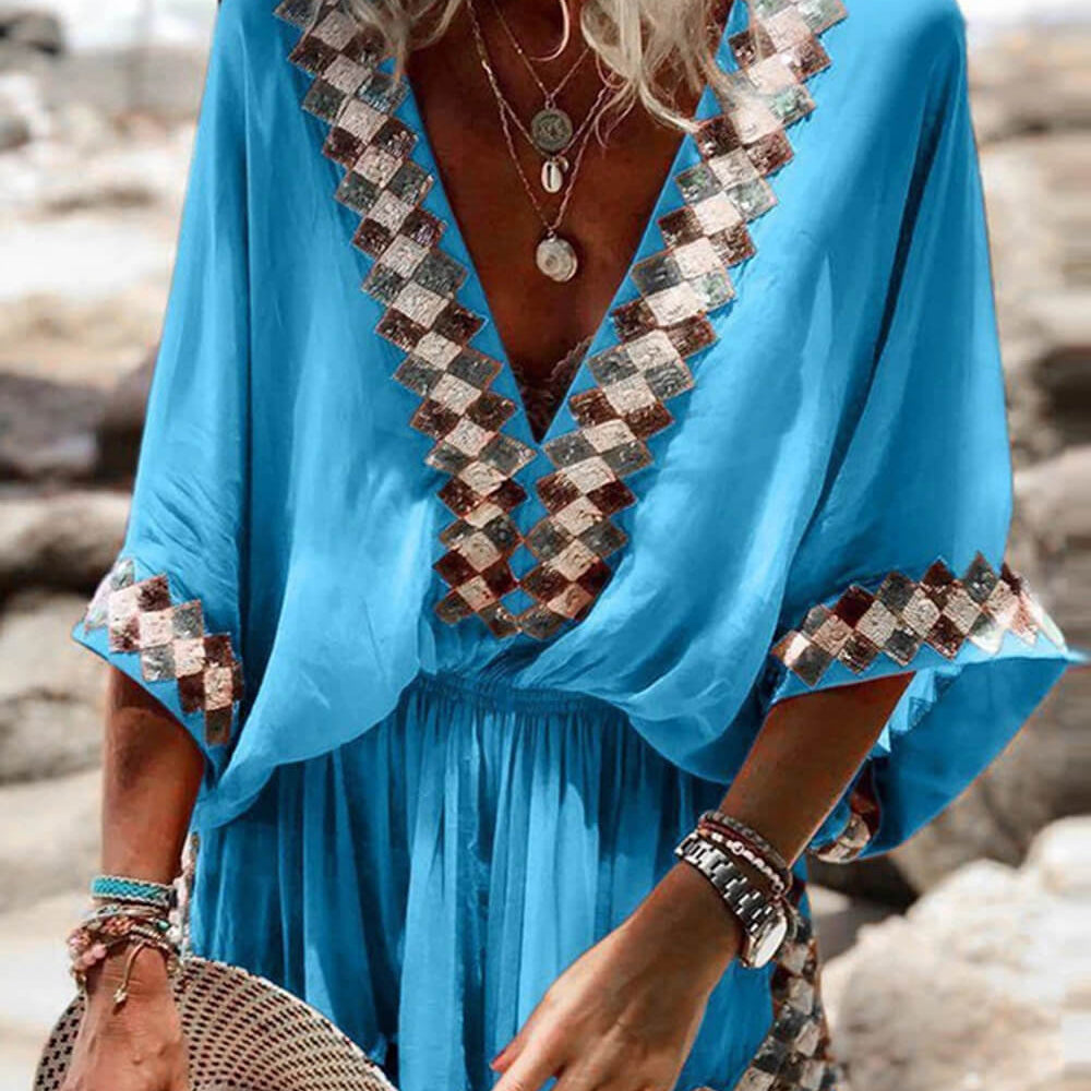 Miriam - Loose Beach Long Sleeve Romper