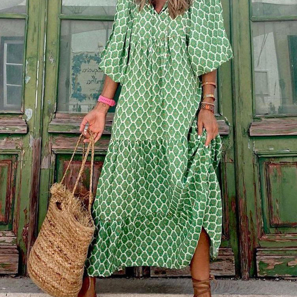 Ingrid - Loose Puff Sleeve Maxi Dress