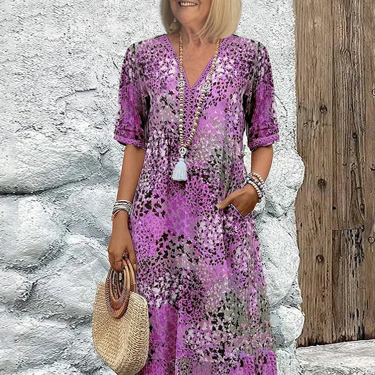 Vivid™ Rochie midi din bumbac și in