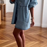 Mia™ Rochie chic din denim cu patchwork