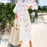Raquel - Floral Eyelet Long Sleeve Midi Dress