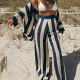 Alicia - Trendy Two Piece Striped Shirt and Pant Set