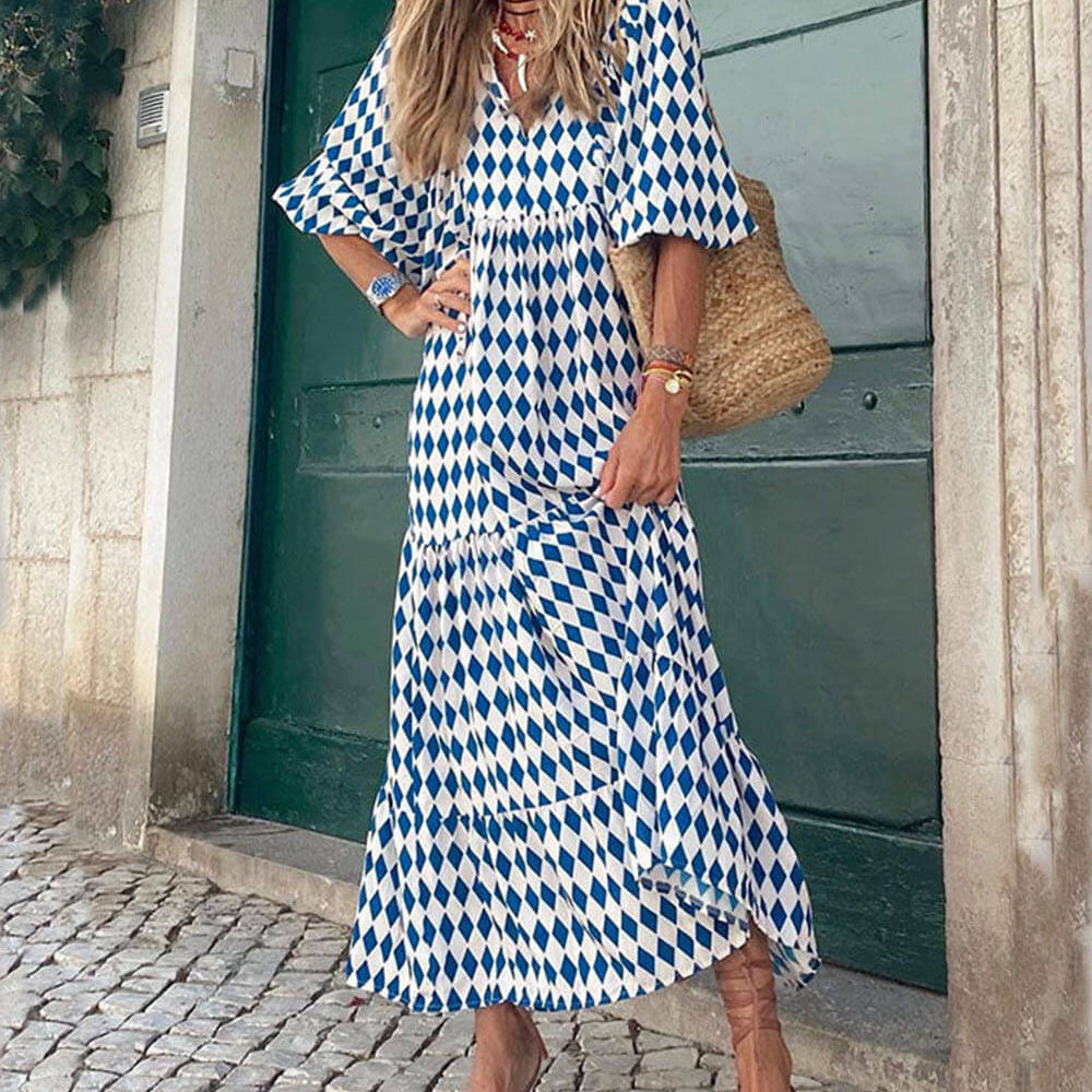 Ingrid - Loose Puff Sleeve Maxi Dress