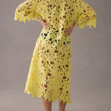 Raquel - Floral Eyelet Long Sleeve Midi Dress