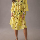 Raquel - Floral Eyelet Long Sleeve Midi Dress