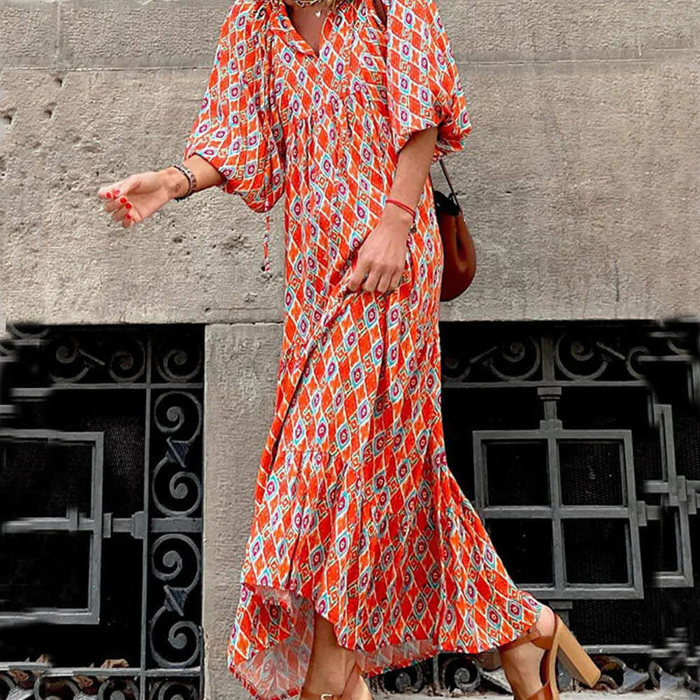 Ingrid - Loose Puff Sleeve Maxi Dress