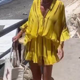 Lara - Soft V-Neck Casual Mini Dress