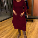 Clara™ Rochie Midi de Toamna cu buzunare