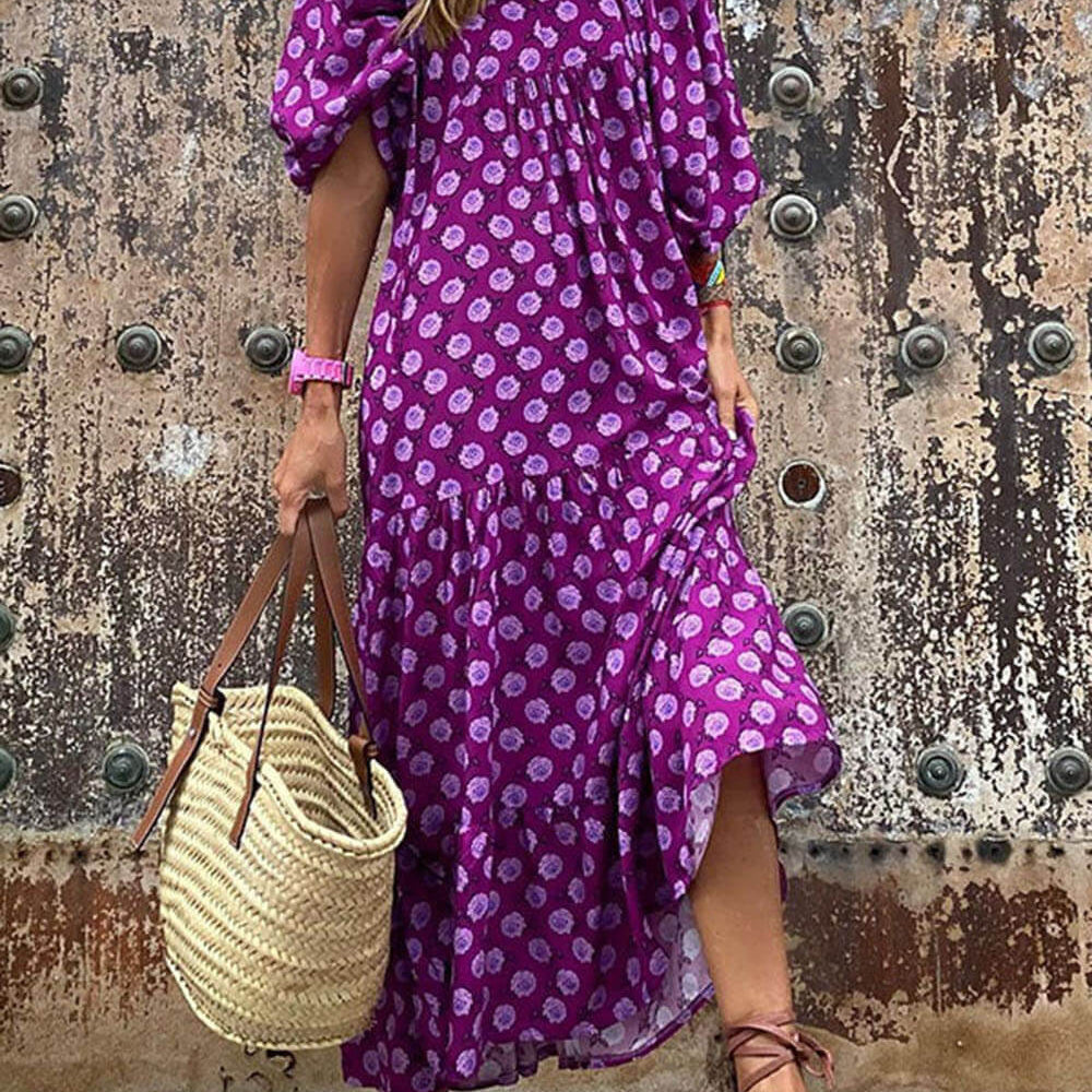 Ingrid - Loose Puff Sleeve Maxi Dress