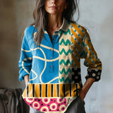 Clara™ Bluză vintage cu imprimeu geometric