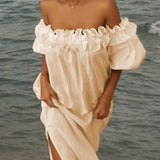 Giselle - Chic Off Shoulder Midi Dress