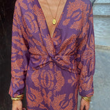 Janella - Vintage Draped Long Sleeve Midi Dress