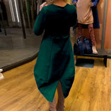 Clara™ Rochie Midi de Toamna cu buzunare