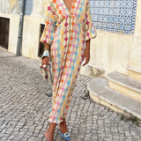 Lilian - Vibrant Puff Sleeve Maxi Dress