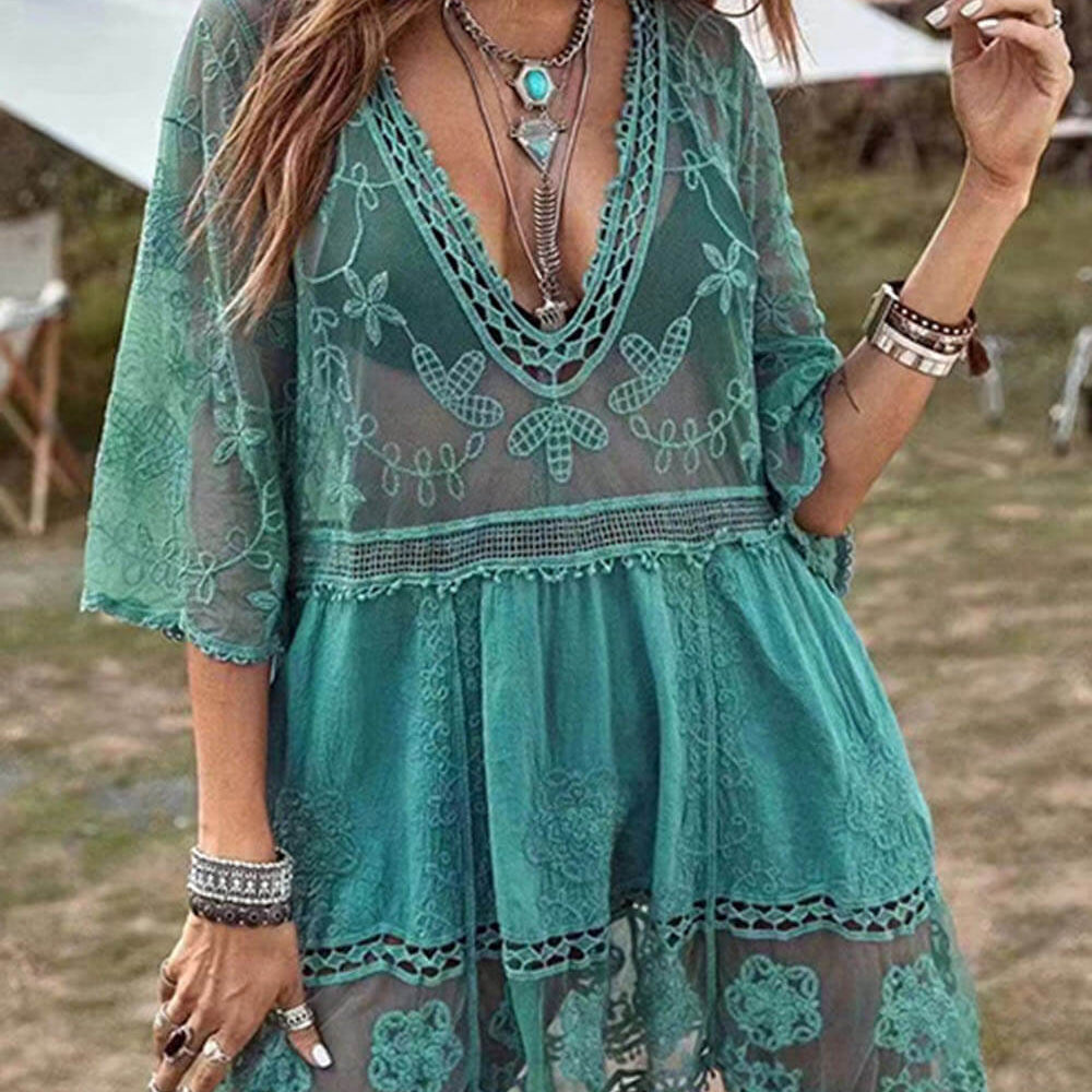 Molly - Loose V-Neck Mini Dress