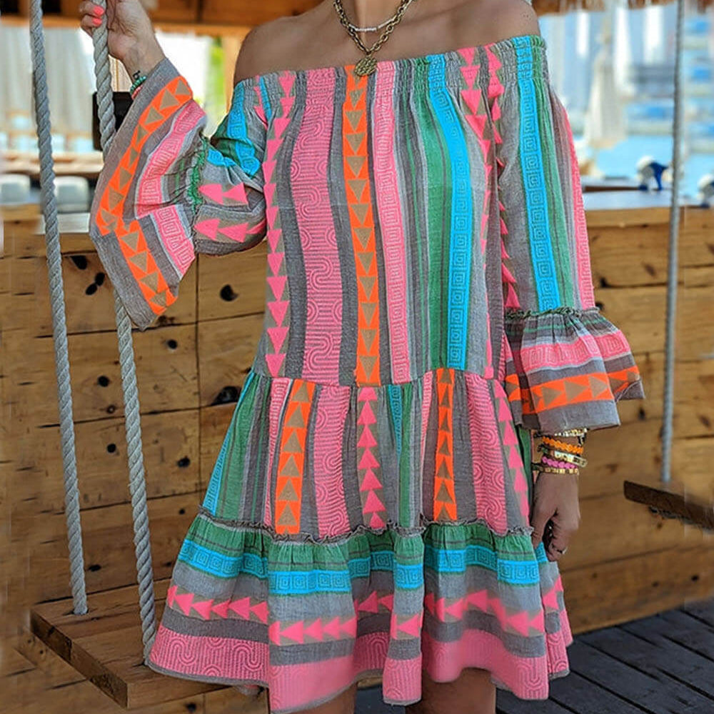 Joyce - Boho Off Shoulder Mini Dress