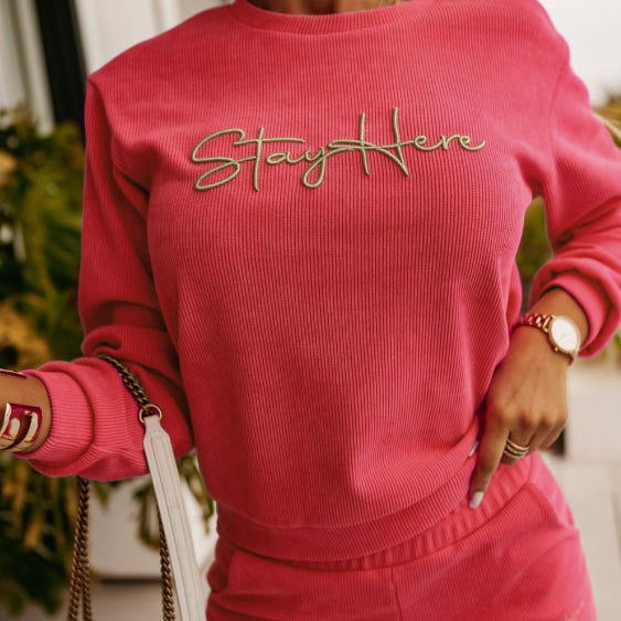 StayHere™ Set de Hanorac pentru Femei și Pantaloni Închiși la Culoare