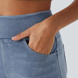 Ella™ Blugi elastici cu talie înaltă, cu picioare largi