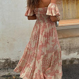 Vee - Off-Shoulder Smocked Midi Dress