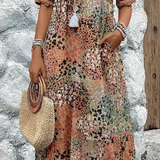Vivid™ Rochie midi din bumbac și in