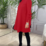 Yen™ Rochie casual până la genunchi cu mâneci lungi