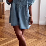 Mia™ Rochie chic din denim cu patchwork
