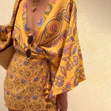 Lyca - Loose Wrap V-Neck Mini Dress