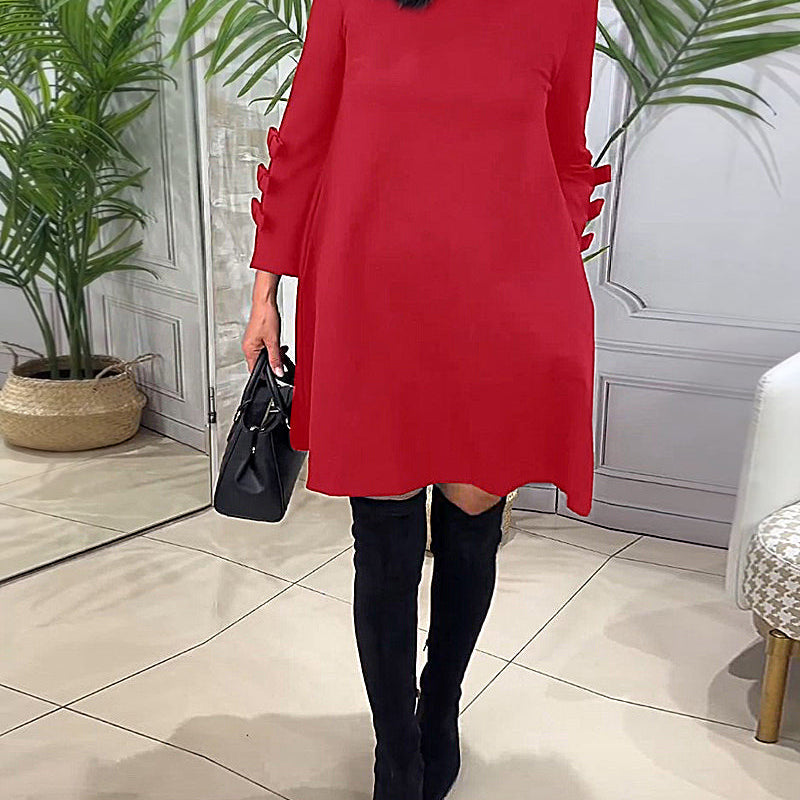 Yen™ Rochie casual până la genunchi cu mâneci lungi