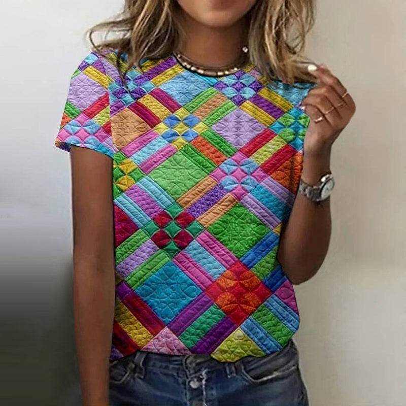 Lina™ Tricou retro vintage colorat
