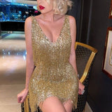 Adriana’s Glam™ Rochie sexy de petrecere cu franjuri