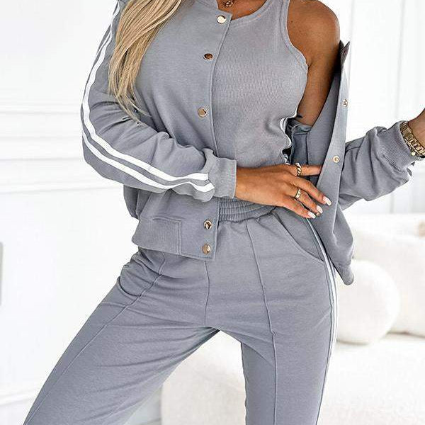 Alex™ Set sport – Set de damă din trei piese cu jachetă baseball și pantaloni