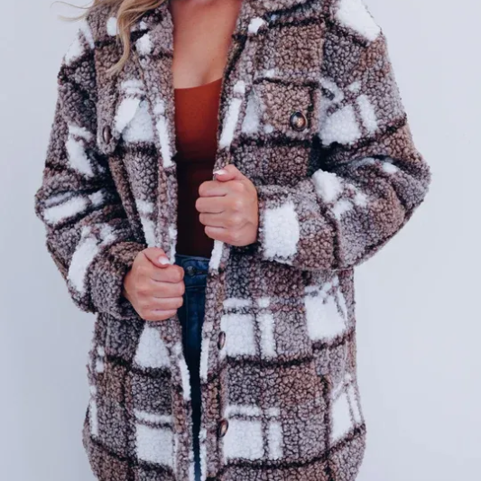 Giovana™ Jachetă în carouri din polar fleece