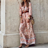 Elisha - Loose Quarter Sleeve Flowy Maxi Dress