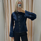 Cămașă din denim roz - albastru închis
