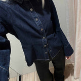 Cămașă din denim roz - albastru închis