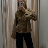 Cămașă roz din piele întoarsă Faux Suede - Maro