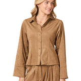Cămașă roz din piele întoarsă Faux Suede - Maro
