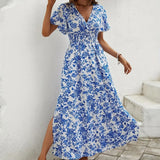 Clara - Printed Short Sleeve Maxi Dress
