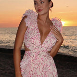 Lexi - Elegant Backless Ruffles Maxi Dress