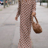 Almira - Casual Printed Long Sleeve Maxi Dress