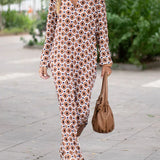 Almira - Casual Printed Long Sleeve Maxi Dress