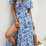 Clara - Printed Short Sleeve Maxi Dress