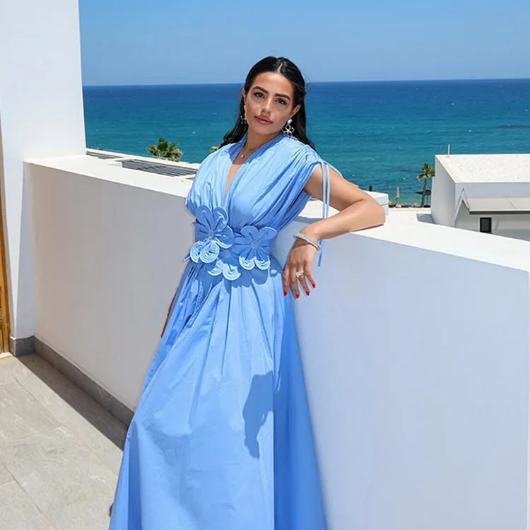 Stacey - Chic Floral V-Neck Maxi Dress
