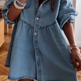 Mia™ Rochie chic din denim cu patchwork