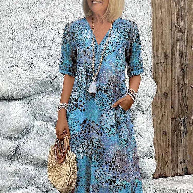Vivid™ Rochie midi din bumbac și in