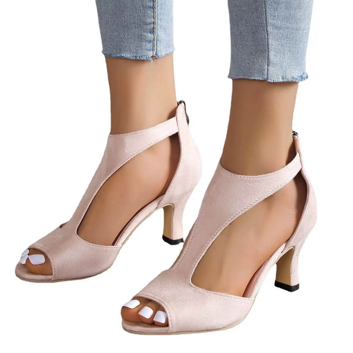 Dani™ Pantofi cu Toc Înalt și Fermoar Pe Spate, cu Model de Pește Sleek