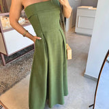 Annie - Elegant Strapless Midi Dress