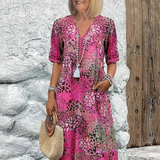Vivid™ Rochie midi din bumbac și in