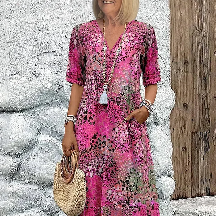 Vivid™ Rochie midi din bumbac și in