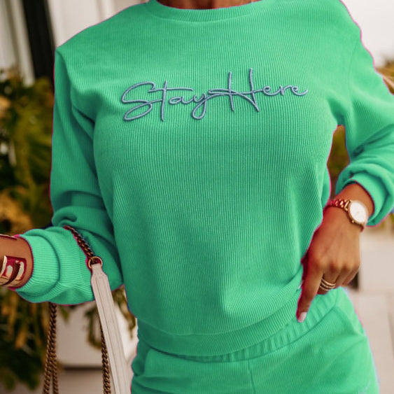 StayHere™ Set de Hanorac pentru Femei și Pantaloni Închiși la Culoare